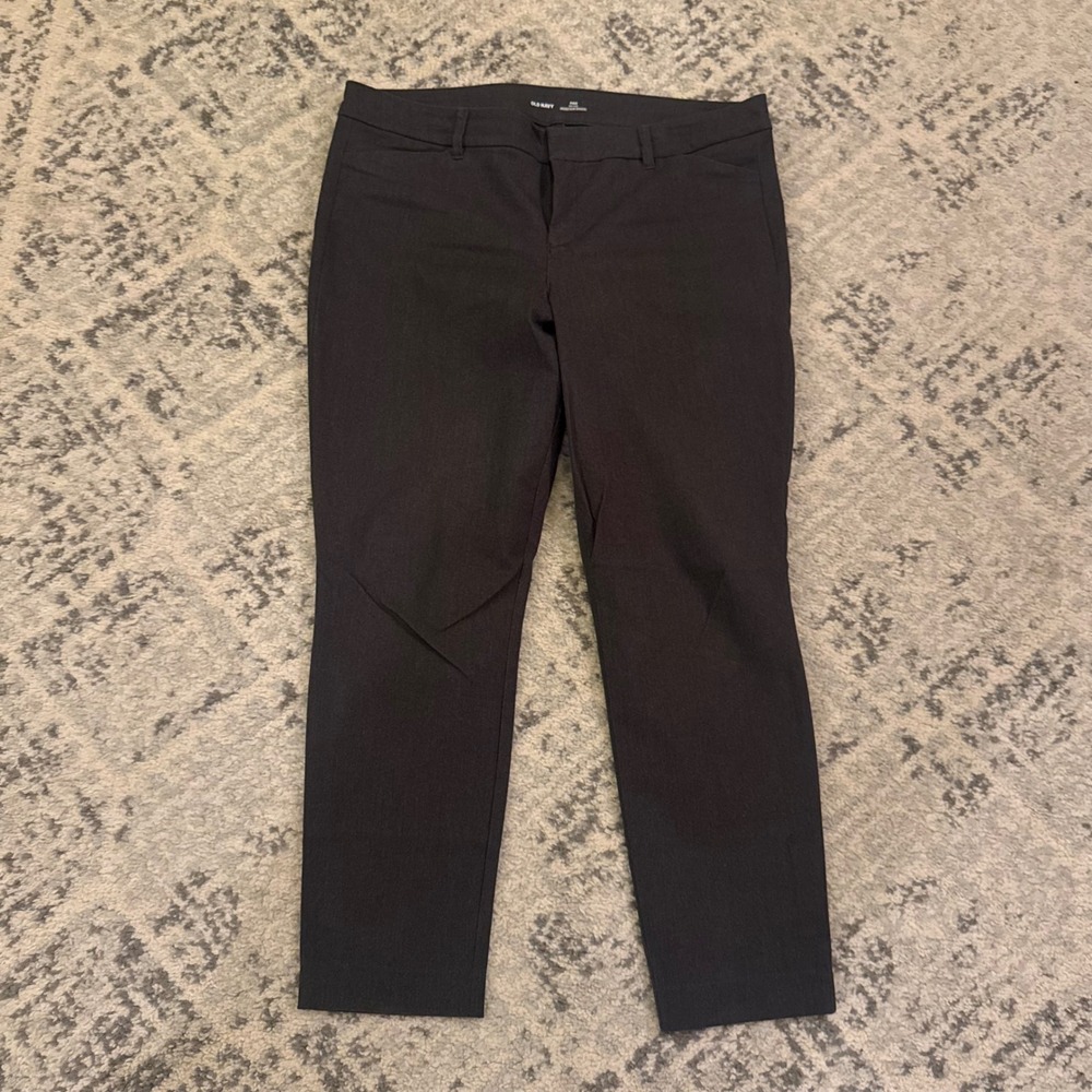 Old Navy Pixie Mid-Rise Secret-Slim Pocket Pants Charcoal Gray Ankle Size 12 14